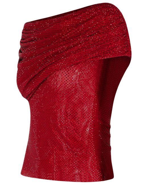 Self-Portrait Red Self Portrait Burgundy Polyester Top