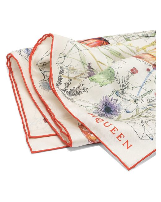 McQueen White Silk Scarf