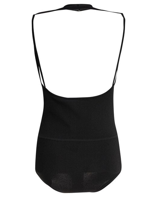 Max Mara Black Sleeveless Draped Bodysuit