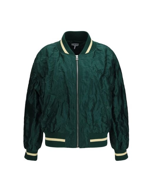 Loewe Green Technical Fabric Bomber Jacket