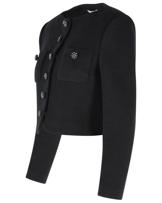 Self-Portrait Black Self Portrait Wool Blend Padded Jacket