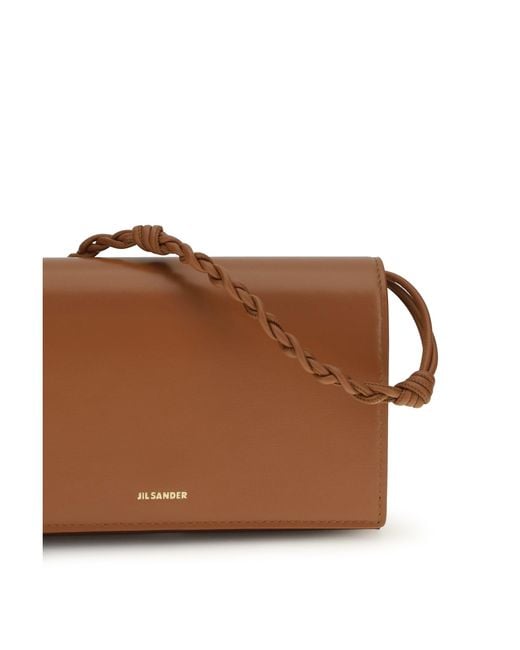 Jil Sander Brown Wallet Tangle Calf Leather