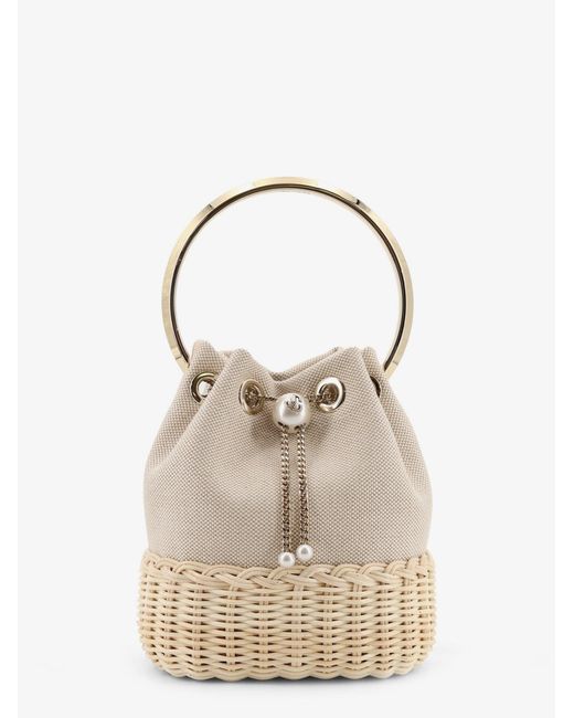 Women's Blue Bon Bon Raffia And Canvas Bucket Bag