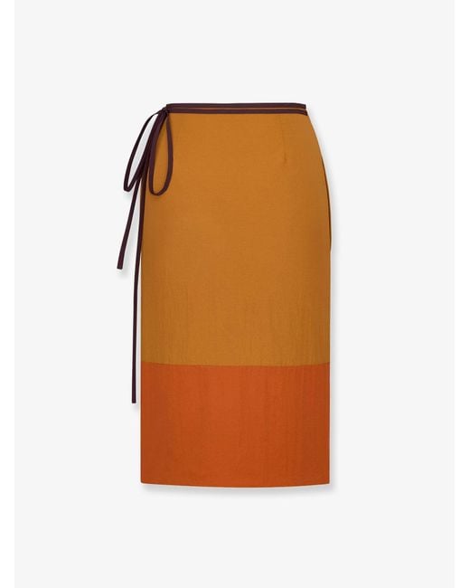 Saint Laurent Orange Nylon Pencil Skirt