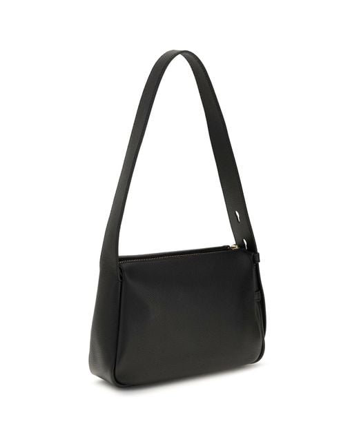 Tory Burch Black Small Romy Pebbled Leather Shoulder Bag