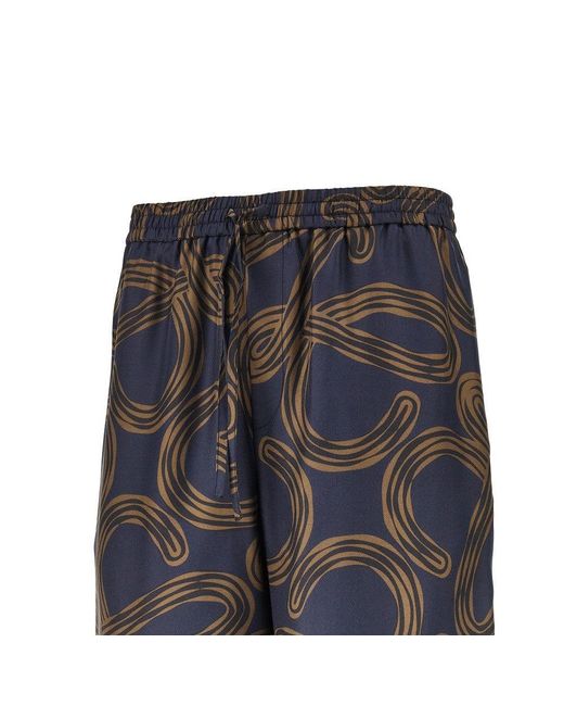 Loewe Gray Anagram Print Silk Shorts for men