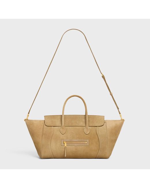 Céline Metallic "Luggage" Suede Handbag