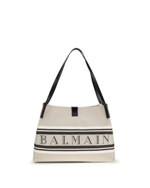 Balmain White Release Shoulder Bag