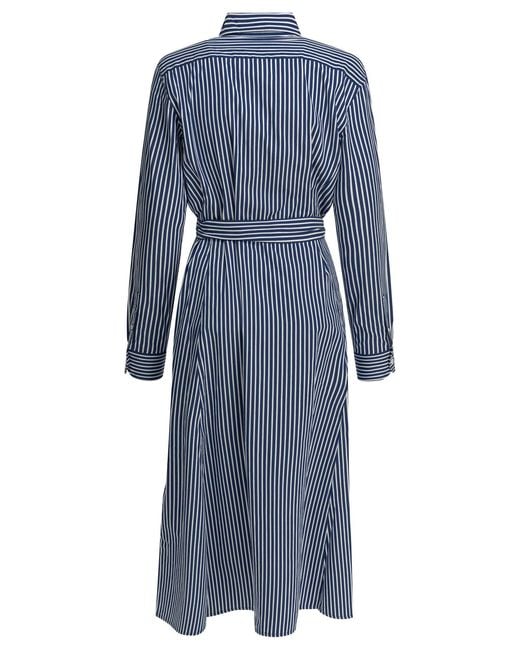 Polo Ralph Lauren Blue Chemisier Midi Dress With Logo