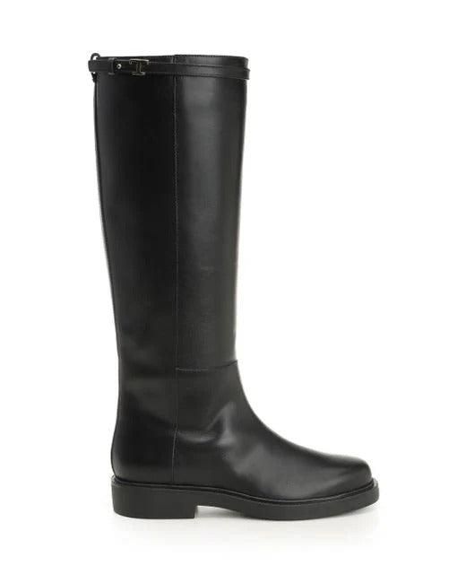 Tod's Black Leather Boots With Strap