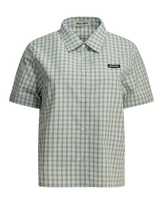 Miu Miu Green Casual Check Shirt