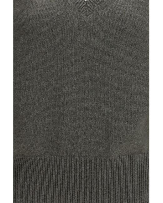 Sa Su Phi Gray Cashmere V-Neck Sweater
