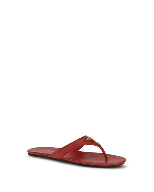 Prada Red Thong Sandals Patent Leather
