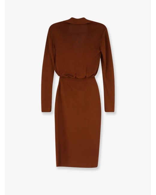 Elisabetta Franchi Brown Viscose Blend Midi Dress