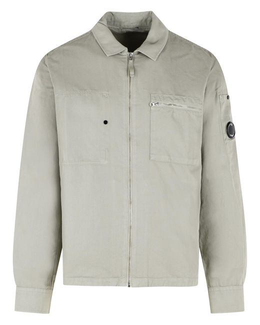 C P Company Gray Taupa Linen Blend Jacket for men
