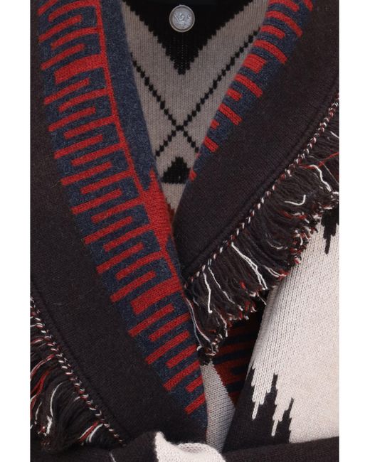 Alanui White Icon Jacquard Cardigan Canvas/Coffee