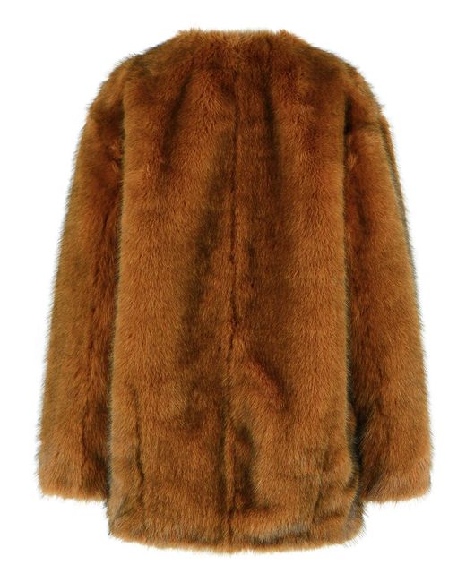Isabel Marant Brown 'Aglae' Polyester Faux Fur Coat
