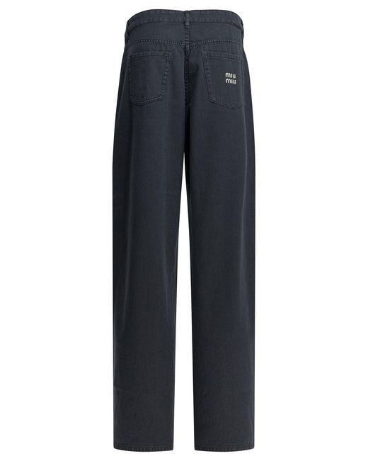 Miu Miu Blue Cotton Trousers