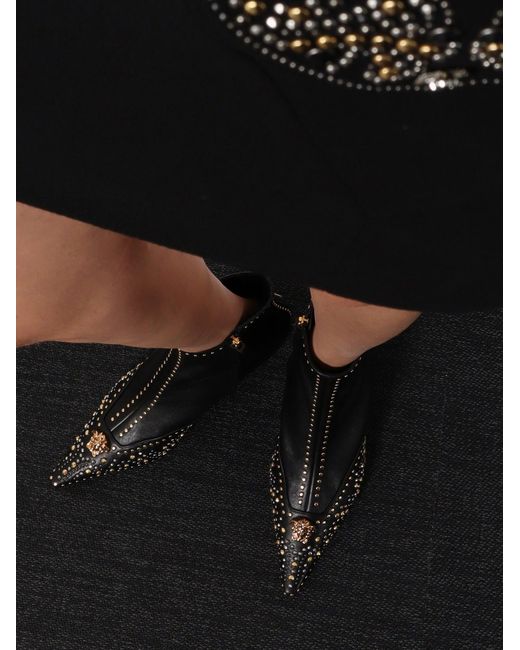 Versace Black Embroidered Wool Mini Dress