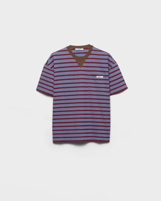 Prada Blue Oversize Fit Striped T-Shirt