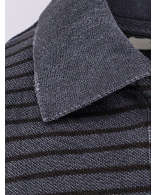 TONYWACK Black Cotton Polo Shirt With Striped Profiles for men