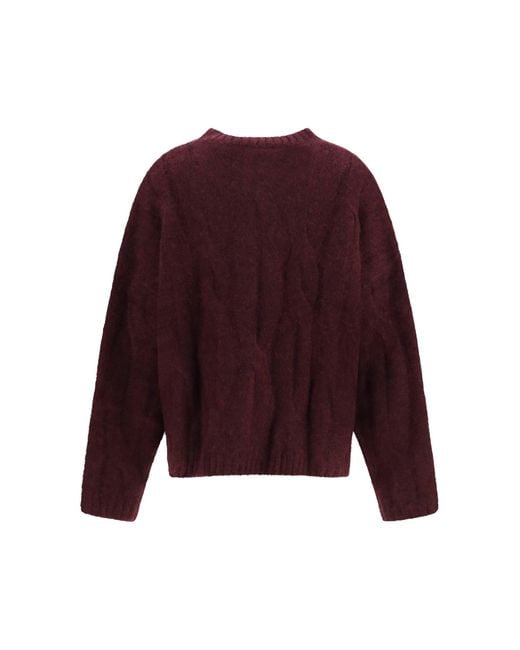 Allude Red Cashmere Silk Sweater Voluminous Sleeves