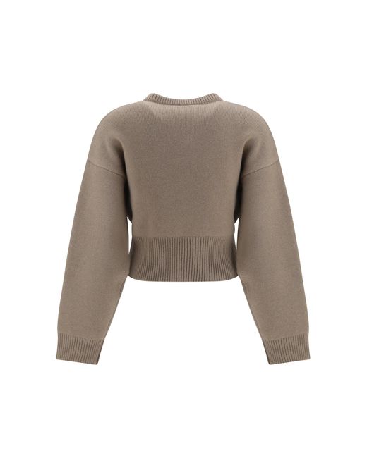 Alaïa Natural Alaïa Cashmere Crewneck Sweater Sable