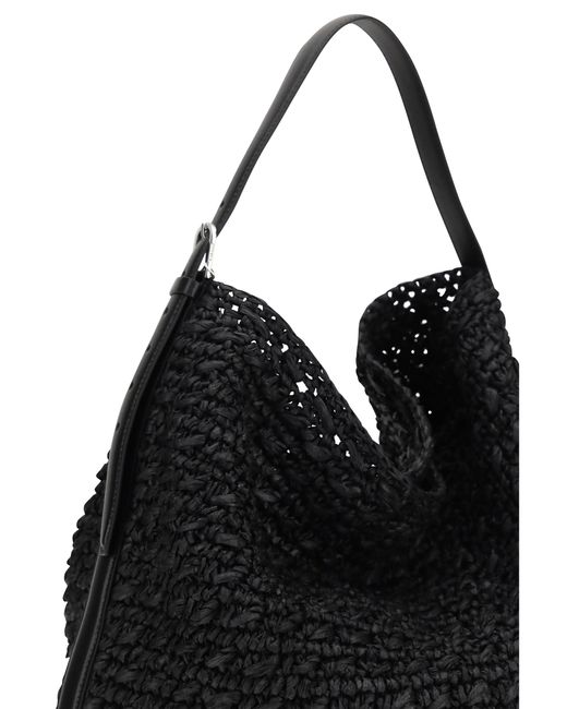 Totême Black Paper Raffia Tote Shoulder Bag
