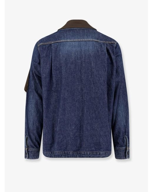 Sacai Blue Denim Jacket With Nylon Inserts for men