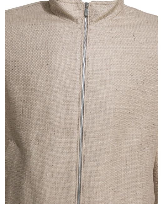 Brunello Cucinelli Brown Silk Linen And Wool Hopsack Jacket