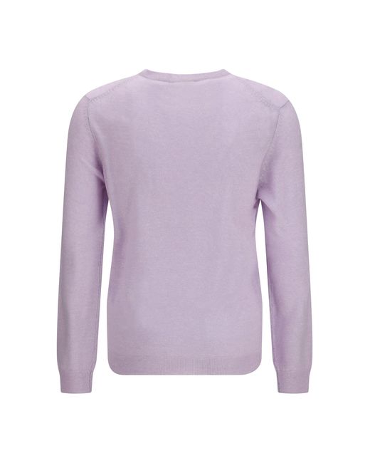 Aragona Cashmere Purple Crewneck Sweater Cashmere-Linen