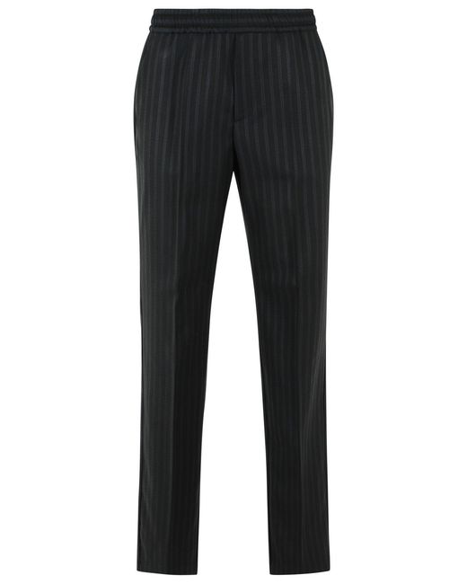 Versace Black Jacquard Wool Pants for men