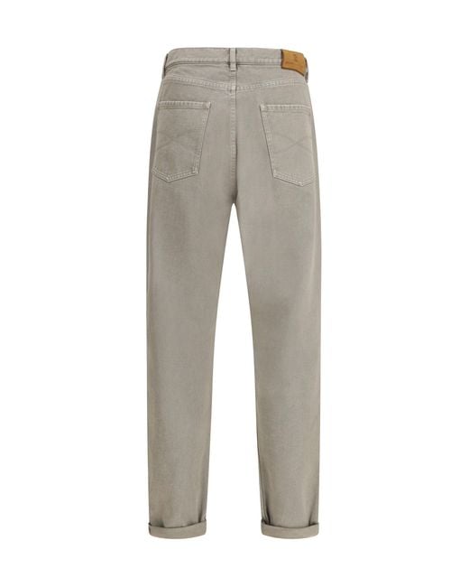 Brunello Cucinelli Gray Iconic Fit Five-Pocket Trousers for men