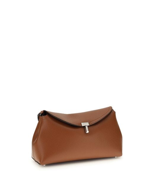 Totême Brown T-Lock Clutch Bag