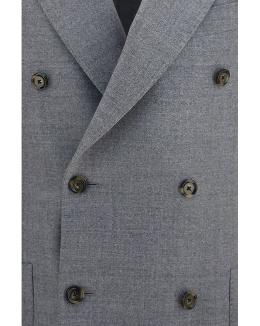 Lardini Gray Double-Breasted Wool-Blend Jacket for men