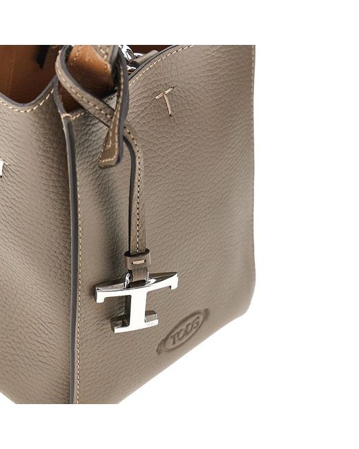 Tod's Brown Grained Leather Micro Tote Bag