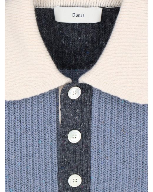 DUNST Blue Sweater Three-Button Collar for men