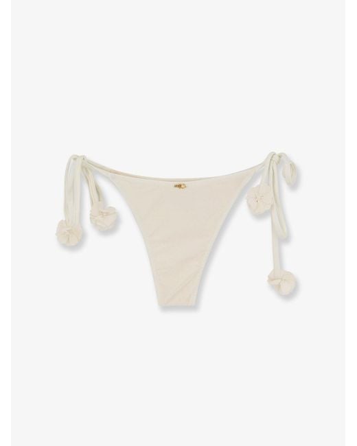 PATBO White Nylon Bikini Bottoms With Floral Detail