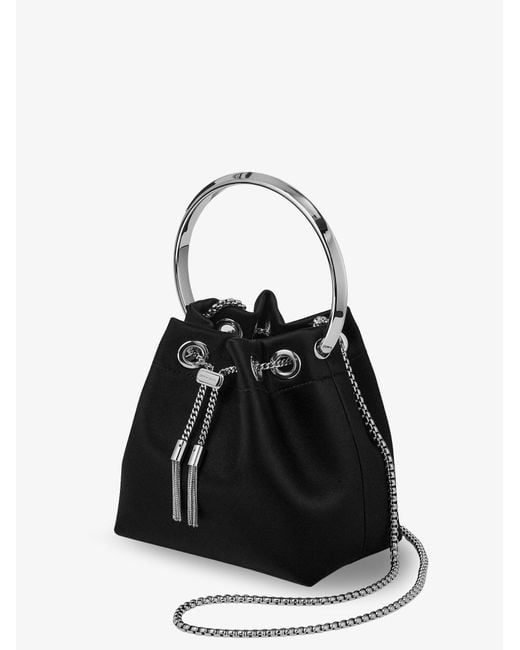 Jimmy Choo Black Bon Bon Satin Bucket Bag