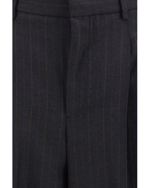 AMI Blue Wide-Leg Tailored Pants
