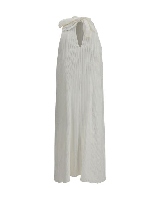 GONGDID DESIGN White Dress Wavy Halter