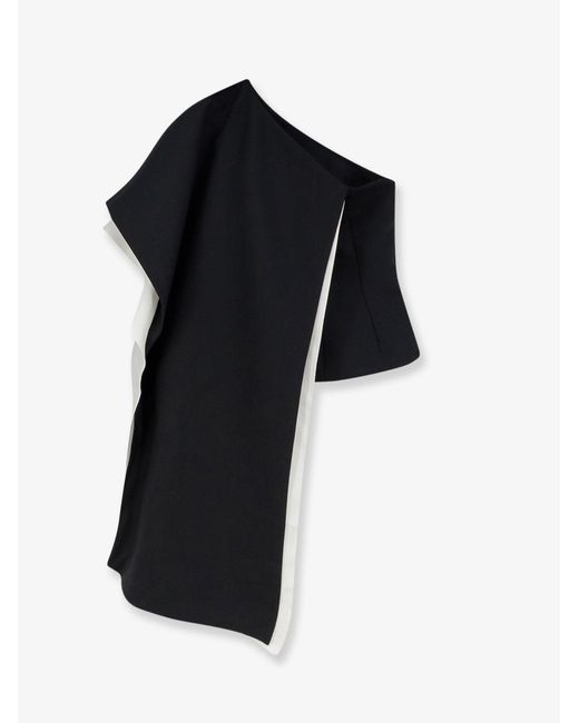 Rohe Blue Wool Blend Top With Silk Inserts