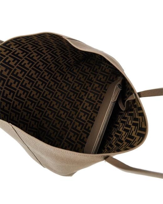 Fendi Natural Medium 'Roll' Grained Leather Shopping Bag