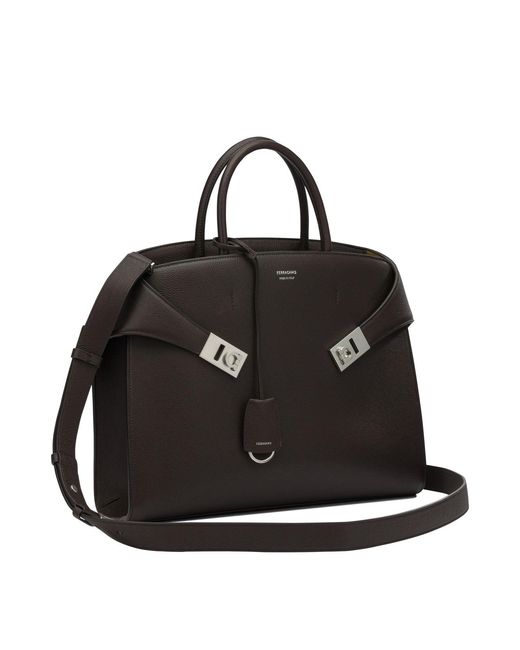 Ferragamo Black "Hug" Medium Handbag for men