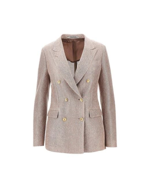 Tagliatore Brown 'Parigi' Cotton Double-Breasted Jacket
