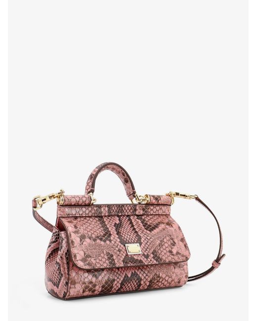 Dolce & Gabbana Red Dolce & Gabbana Sicily Python Handbag