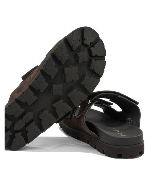 Prada Black Suede Slides