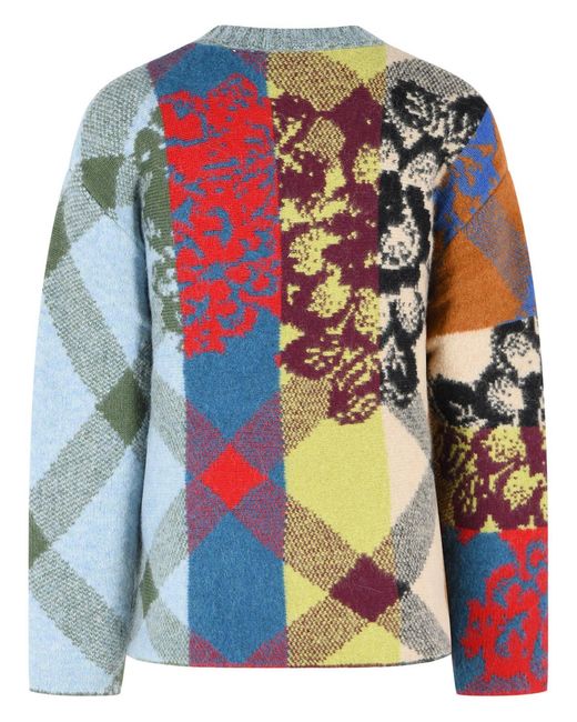 Dries Van Noten Blue 'Matadi' Multi Wool Blend Sweater for men