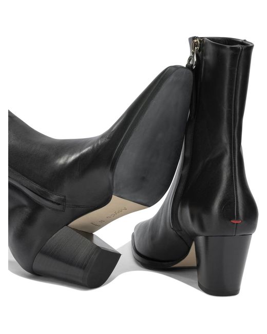Aeyde Black Hedvig Leather Leather Rubber Boots