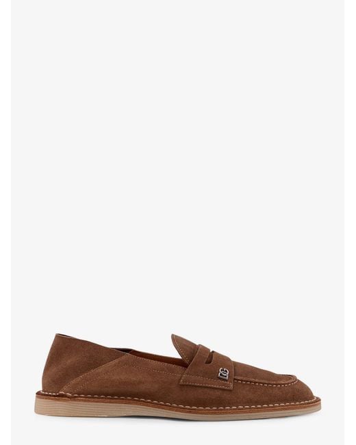 Dolce & Gabbana Brown Suede Slipper Loafers for men